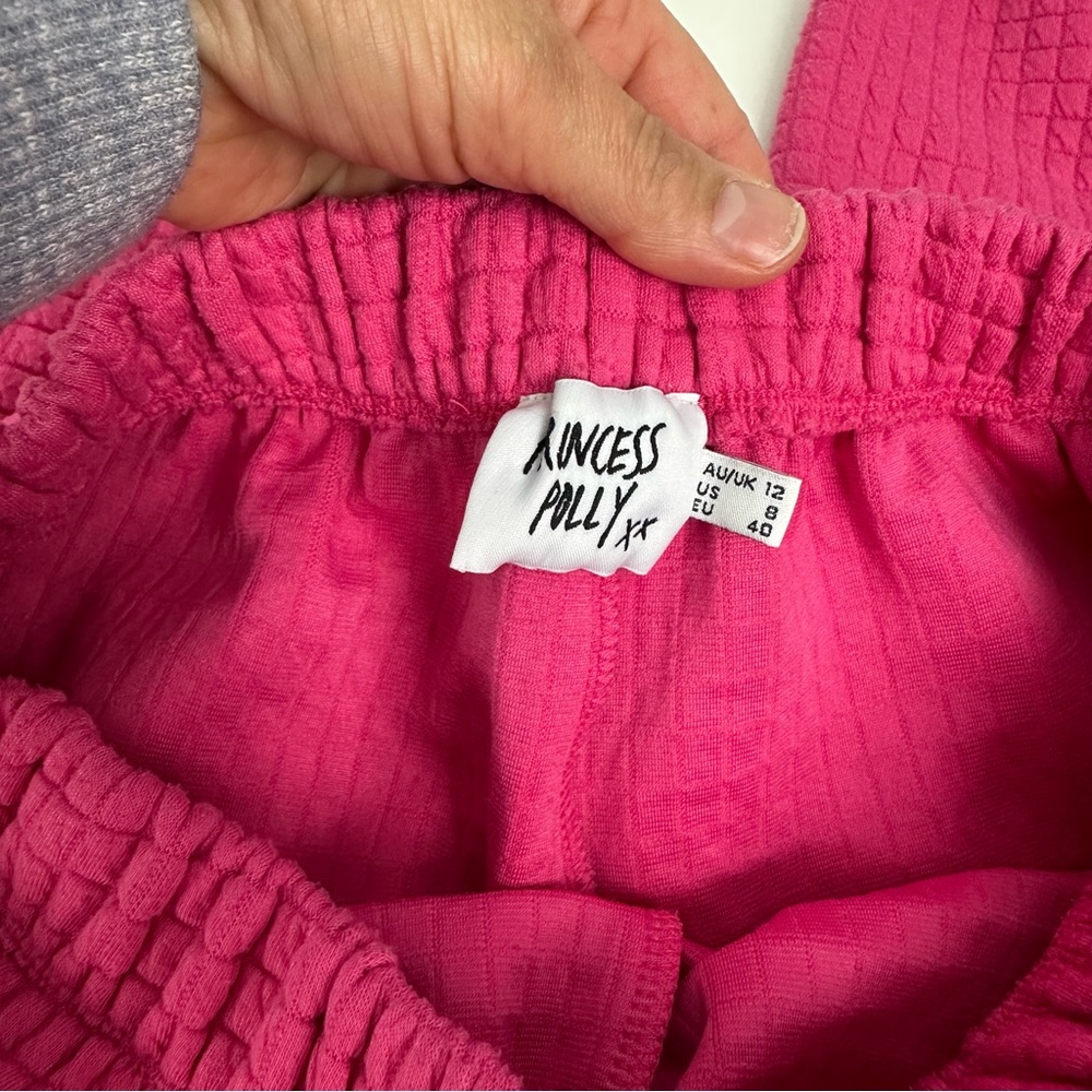 Princess Polly Arabella Jogger Pink Sweatpants Size 8 Bubble Waffle Square - Picture 3 of 11